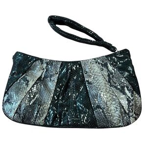 Nine West studded snakeskin print clutch with wrist strap
